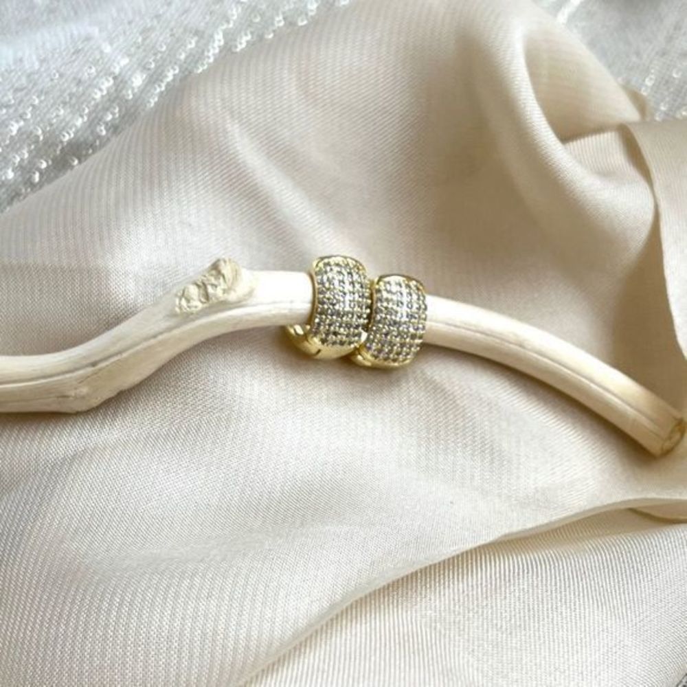 SOLD!Gold Filled AAA Cubic Zirconia Pave Micro Hoops